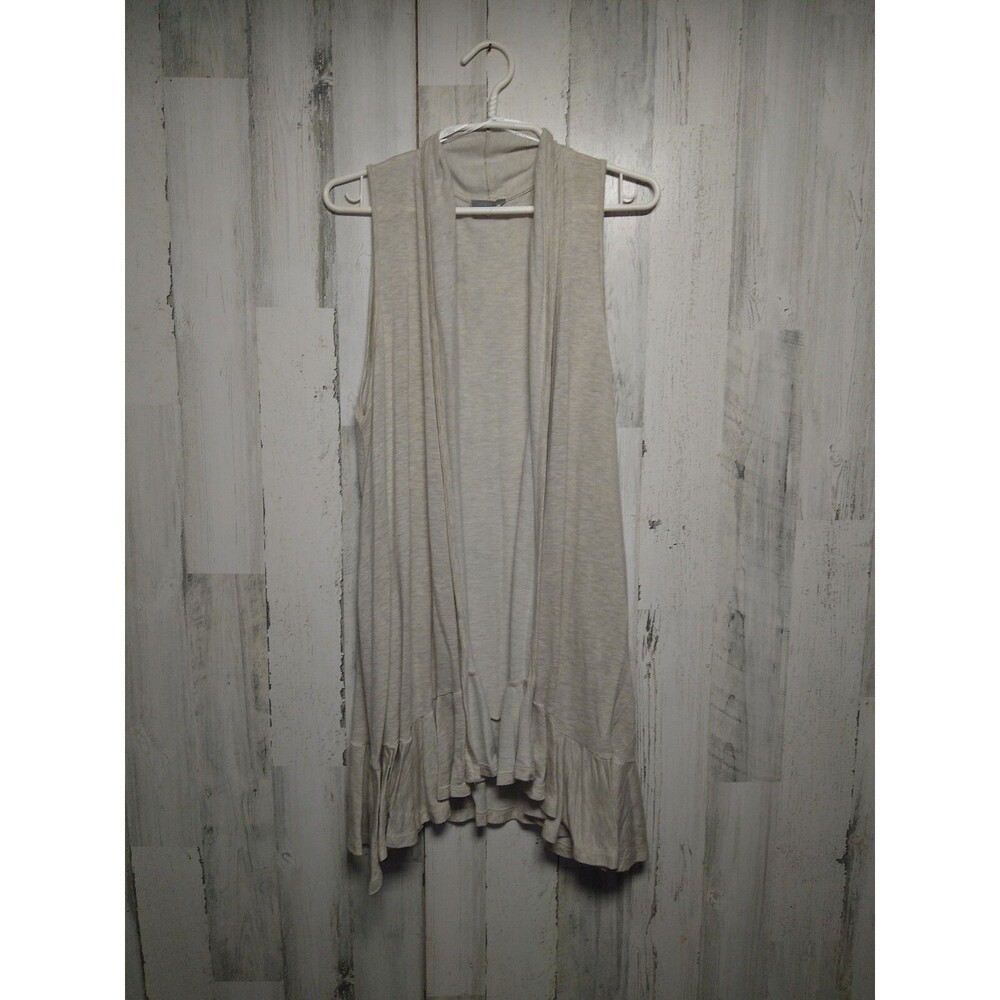 Pleione Cardigan Women Large Cream Open Front Sleeveless